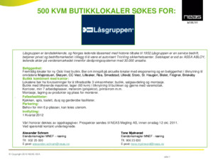 500 KVM BUTIKKLOKALER SØKES FOR: