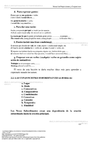 La Lengua Inglesa a Tu Alcance Manual de Preposiciones y Conjunciones 154 to 180