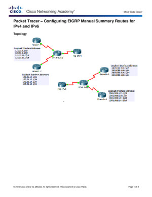 5125 Packet Tracer - Configuring EIGRP Manual Summary Routes for IPv4 and IPv6 Instructions