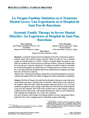 La terapia familiar sistémica en el trastorno mental grave