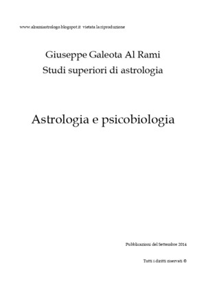 Libro Di Astrologia Gratis - Astrologia e Psicobiologia- Giuseppe Galeota Al Rami