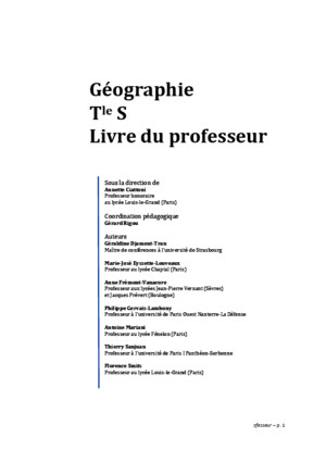 Livre Du Professeur Partie Géographie - Histoire-Géographie Tle S Éd 2014 HATIER