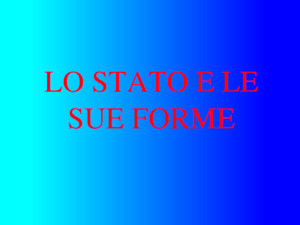 LO STATO E LE SUE FORME Sottoclassificazioni delle forma di Stato Sotto altro punto di vista le forme di Stato possono essere distinte in unitarie ‑