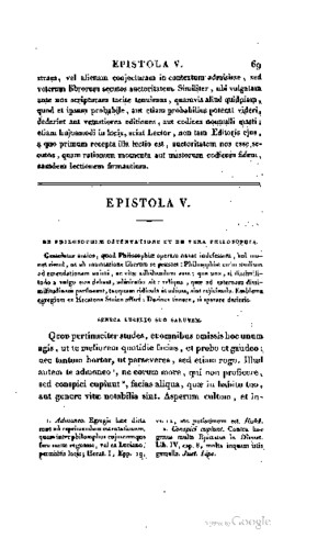 Lucius Annaei Senecae Epistola V (Bouillet)