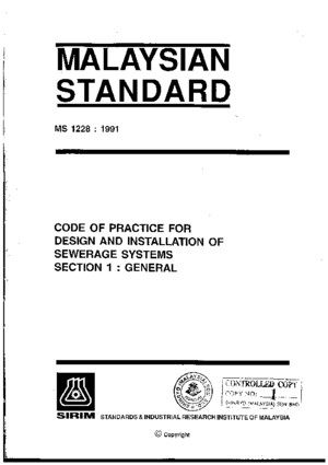Malaysian Standard (Sewerage System) - MS-1228-1991