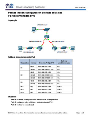 6244 Packet Tracer - Configuring IPv6 Static and Default Routes Instructions