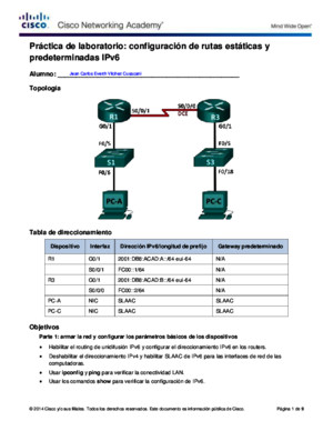 6245 Lab - Configuracion de Rutas Estaticas y Predeterminadas IPv6
