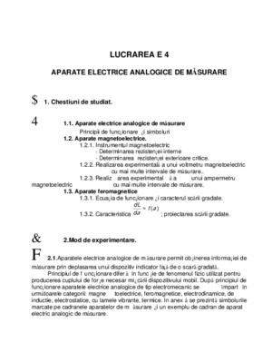Masurari Electrice L4 - Aparate Electrice Analogice de Masurare