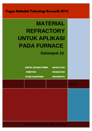Material Refraktori Untuk Aplikasi Pada Furnace_kelompok 13_Teknologi Keramik