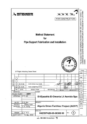 Method Statement for Pipe Support Fabrication and Installation 6423dp420!00!0030000_rev01