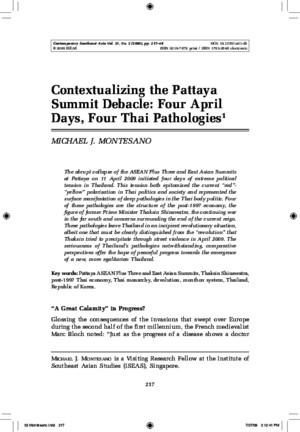 MICHAEL J MONTESANO - Contextualizing the Pattaya Summit Debacle - Four April Days, Four Thai Pathologies