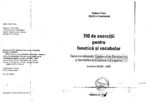 700 de Exercitii Pentru Fonetica Si Vocabular Carmen Pavel Gratiela Dumitrache