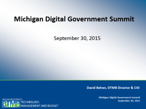 Michigan DGS 2015 Presentation - Innovation in Michigan - David Behan