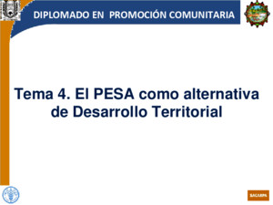 Modulo I Tema 4 El PESA como alternativa de desarrollo de territorial