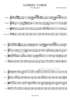 Morricone - GABRIELS OBOE - quartet - parts score