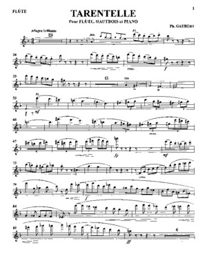 76540829 Gaubert Tarentelle Flute Oboe and Piano