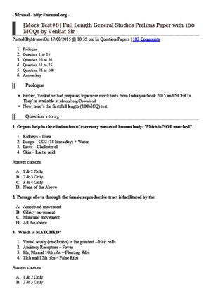 Mrunal Mock Test #8_ General Studies 100 MCQs by Venkat Sir