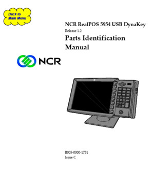 NCR RealPOS 5954 USB DynaKey Parts Identification Manual