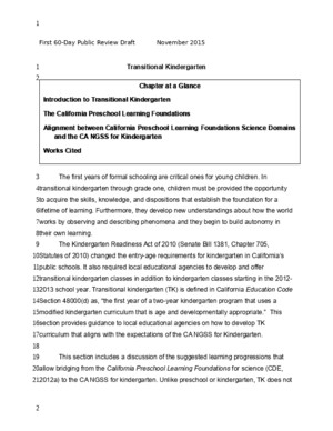 NGSS CA Framework: Transitional Kindergarten Framework