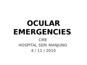 Ocular Emergencies CME