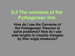 93 The Converse of the Pythagorean Theorem