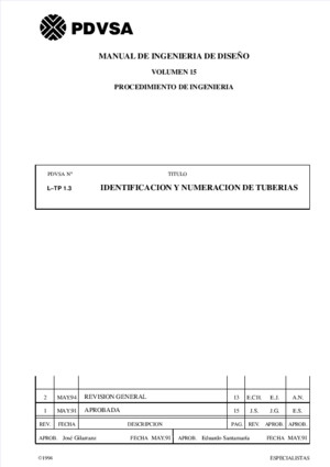PDVSA L-TP 13 Identificacion y Numeracion de Tuberias