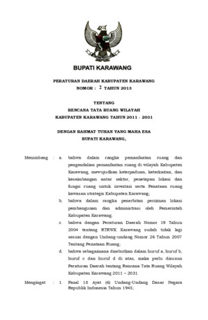 PERDA RTRW Kabupaten Karawang Tahun 2011-2031 (Bappeda)
