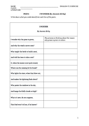 Poem Form 2 Exercise