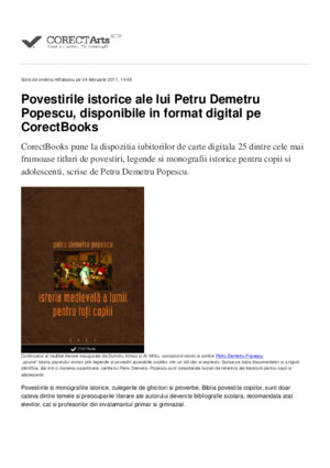 Povestirile Istorice Ale Lui Petru Demetru Popescu Disponibile in Format Digital Pe CorectBooks