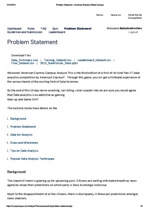 Problem Statement - American Express Global Campus