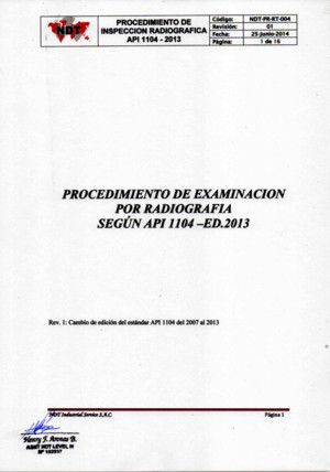 PROCEDIMIENTO NDT-PR-RT-004 API 1104 2013 (Rev 01)pdf