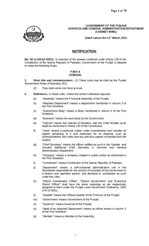 Punjab Government Rules of Business 2011Doc