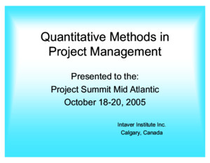 Quantitative Methods in Project Management