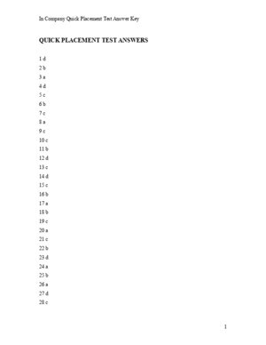 Quick Placement Test Answer Key
