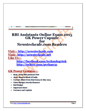 RBI Assistants 2015 GK Capsule(wwwnewstechcafecom )