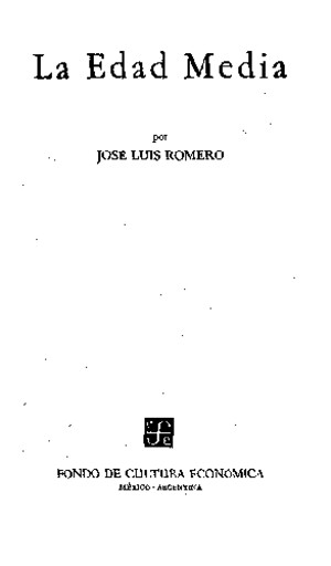 Romero, Jose Luis -La Baja Edad Media- En La Edad Media