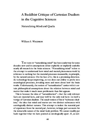 A Buddhist Critique of Cartesian Dualism in the Cognitive Sciences_ Naturalizing Mind and Qualiapdf