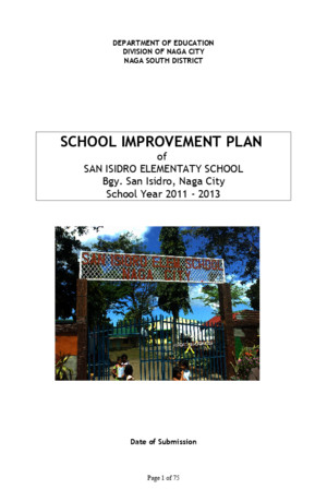 School Improvement Plan of San Isidro Elementary School Naga City 2011 2013