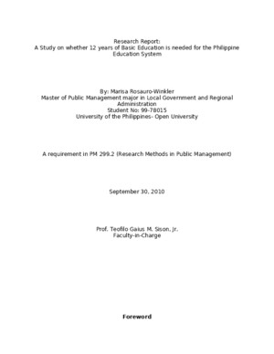 A Study on Whether 12 Years of Basic Education is Needed for the Philippine Education System