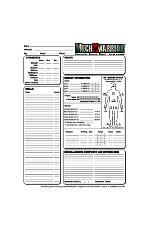 01715 - MechWarrior 3rd Edition (Character Sheet)