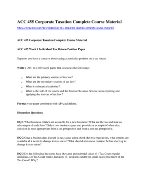 ACC 455 Corporate Taxation Complete Course Material