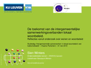 Sien Winters Onderzoeksleider wonen – HIVA KU Leuven Coördinator Steunpunt Wonen