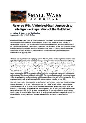 Small Wars Journal - Reverse IPB- A Whole-Of-Staff Approach to Intelligence Preparation of the Battlefield - 2013-03-12