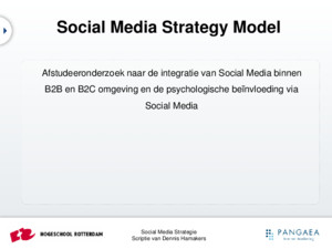 Social Media Strategie Scriptie van Dennis Hamakers Social Media Strategy Model Afstudeeronderzoek naar de integratie van Social Media binnen B2B en B2C