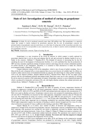 State of Art- Investigation of method of curing on geopolymer concrete