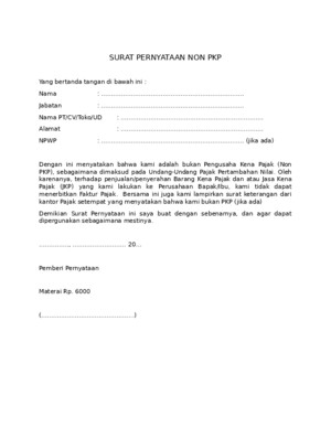 Surat Pernyataan Non Pkp Download Legal Forms