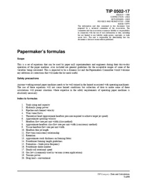 Tappi 0502-17 Papermaker Formula