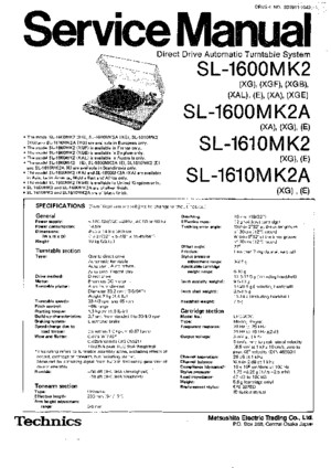 Technics SL-1600 Mk2 Service Manual