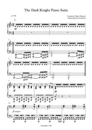The dark night piano sheet pdf