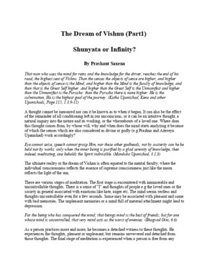 The Dream of Vishnu (Part 1) - Shunyata or Infinity?